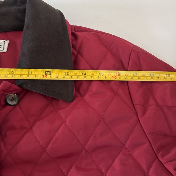 Vintage Carlisle maroon quilted barn jacket removable brown collar pockets - Picture 15 of 16